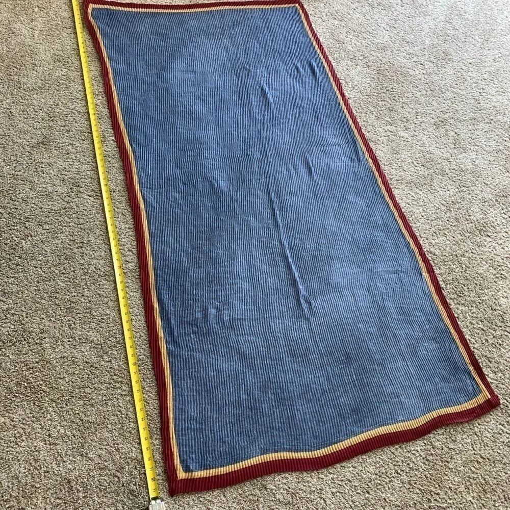 Colorblock Handmade Vintage Style Large Size Shawl/Wrap With Pleated Textured